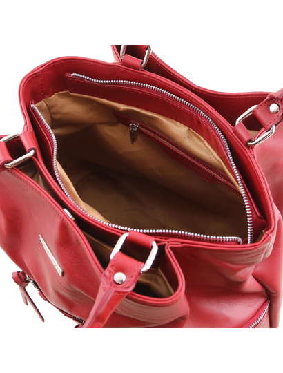 Geanta rosie piele naturala dama Tuscany Leather