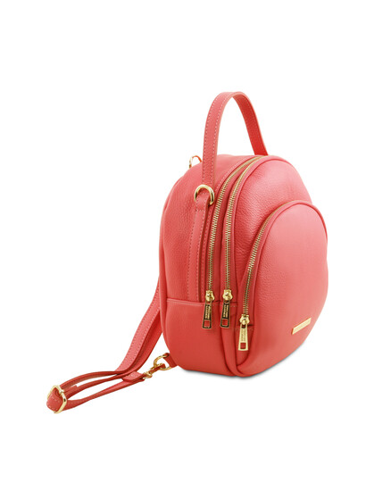 Rucsac dama din piele naturala Tuscany Leather, coral, TL Bag