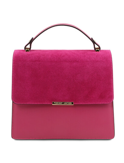 Geanta de mana din piele naturala Tuscany Leather, magenta, Irene