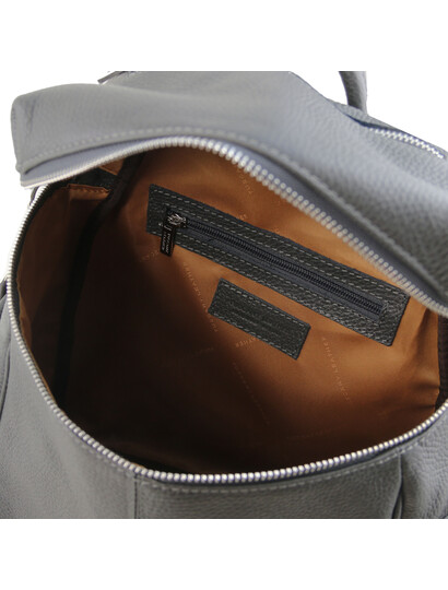 Rucsac dama gunmetal gri din piele naturala Tuscany Leather, TL Bag