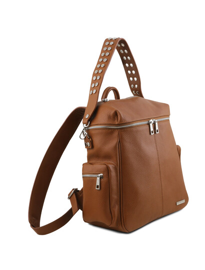 Rucsac piele naturala coniac Tuscany Leather, TL Bag