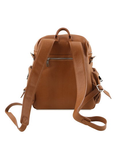 Rucsac coniac din piele naturala Tuscany Leather, TL Bag