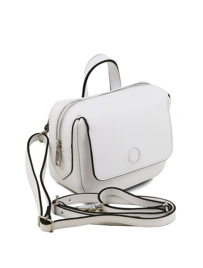Geanta alba dama din piele naturala Tuscany Leather, Dalia