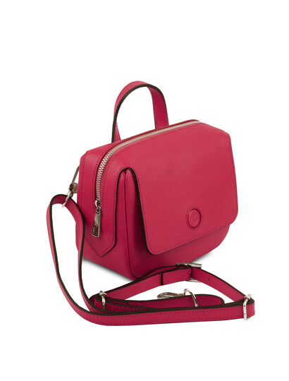 Geanta de firma dama din piele naturala Tuscany Leather, magenta, Dalia