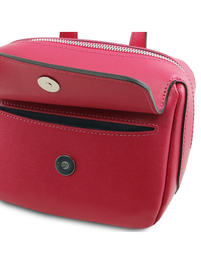 Geanta lux dama din piele naturala Tuscany Leather, magenta, Dalia