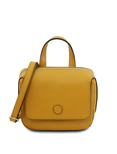 Geanta mica din piele naturala Tuscany Leather, galben mustar, Dalia