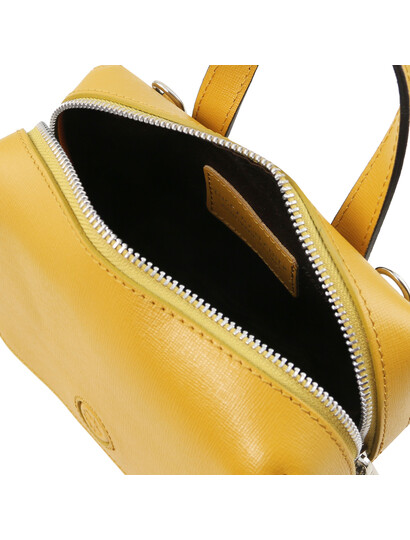 Geanta mica dama din piele naturala Tuscany Leather, galben mustar, Dalia