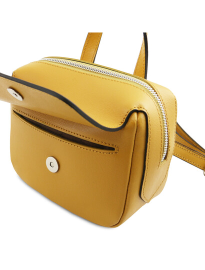 Geanta galben mustar din piele naturala Tuscany Leather, dama, Dalia