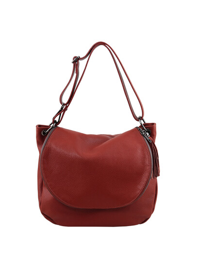 Geanta rosie dama din piele naturala Tuscany Leather, TL Bag