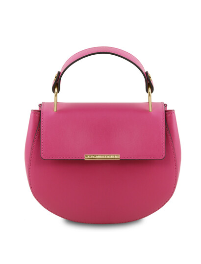 Geanta dama de mana din piele naturala Tuscany Leather, magenta, Luna