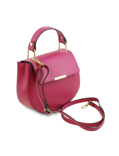 Geanta eleganta dama din piele naturala Tuscany Leather, magenta, Luna