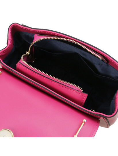Geanta de firma dama din piele naturala Tuscany Leather, magenta, Luna