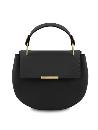 Geanta dama de mana din piele naturala neagra Tuscany Leather, Luna