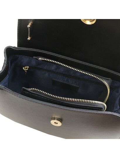 Geanta de firma dama din piele naturala neagra Tuscany Leather, Luna