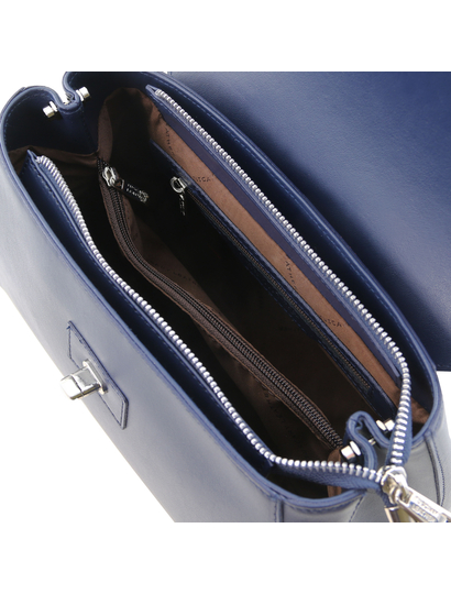 Geanta lux dama din piele naturala albastru inchis Tuscany Leather, TL Bag