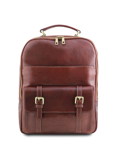 Rucsac laptop din piele naturala maro, Tuscany Leather, Nagoya