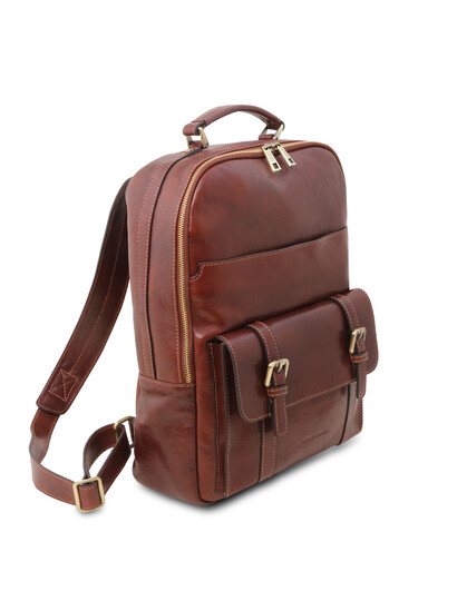Rucsac laptop piele naturala maro, Tuscany Leather, Nagoya