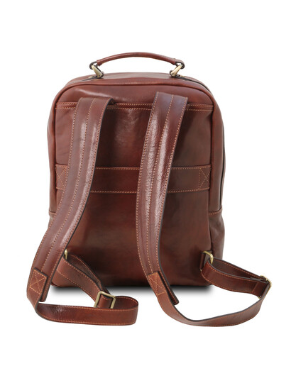 Rucsac laptop premium din piele naturala maro, Tuscany Leather, Nagoya