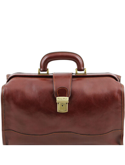 Geanta doctor din piele naturala Tuscany Leather, maro, Raffaello