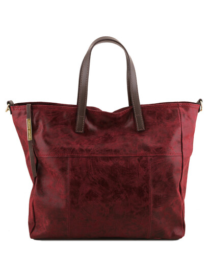 Geanta shopper Tuscany Leather din piele bordo Annie