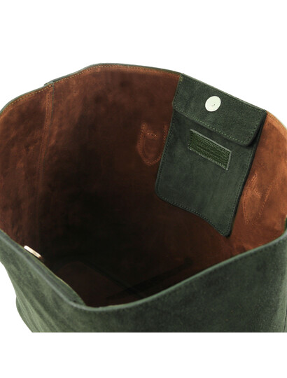 Geanta de firma shopper Tuscany Leather din piele verde