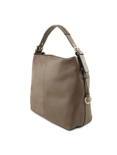 Geanta eleganta dama din piele naturala Tuscany Leather, dark taupe, Hobo