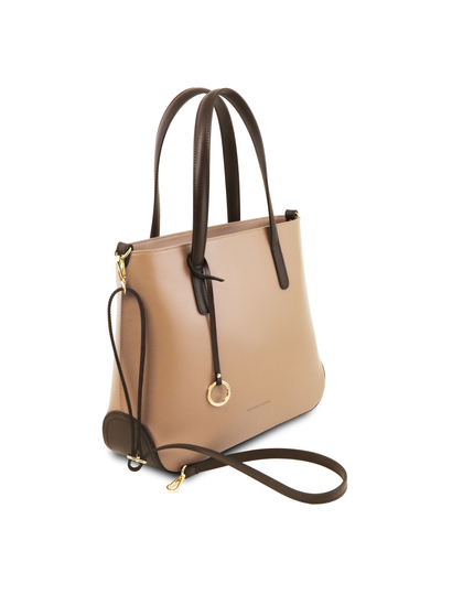 Geanta de firma dama din piele naturala sampanie, Tuscany Leather, Penelope