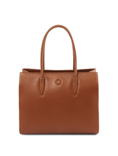 Geanta dama de umar din piele naturala coniac, Tuscany Leather, Orchidea
