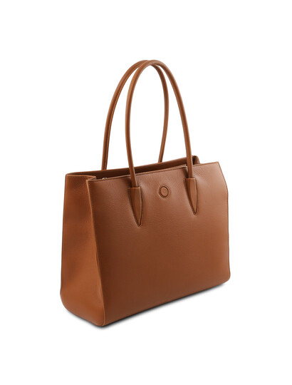 Geanta coniac dama de umar din piele naturala, Tuscany Leather, Orchidea