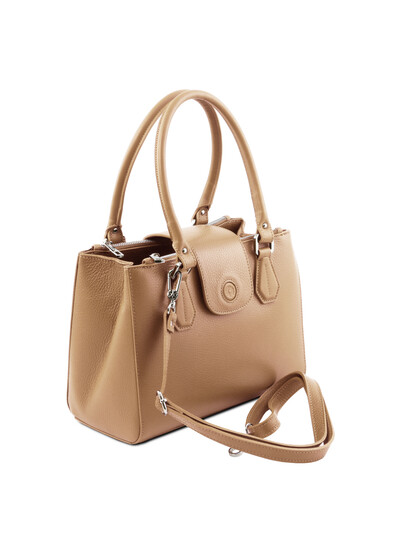 Geanta eleganta dama din piele naturala sampanie, Tuscany Leather, Fiordaliso