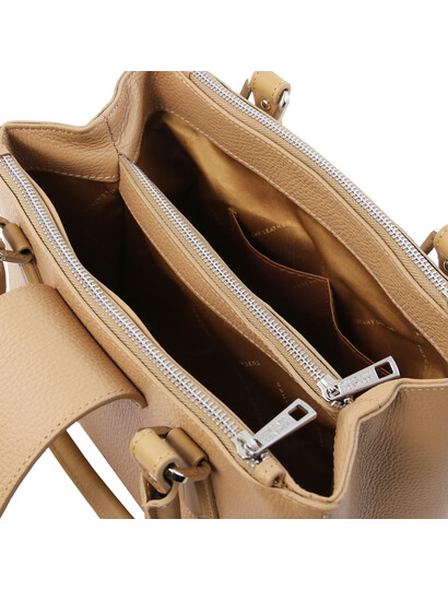 Geanta de firma dama din piele naturala sampanie, Tuscany Leather, Fiordaliso