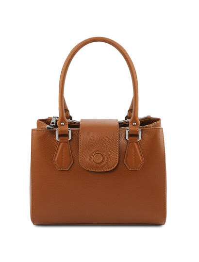 Geanta dama din piele naturala coniac, Tuscany Leather, Fiordaliso