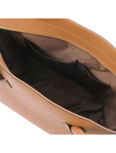 Geanta lux dama din piele naturala coniac, Tuscany Leather, Aria