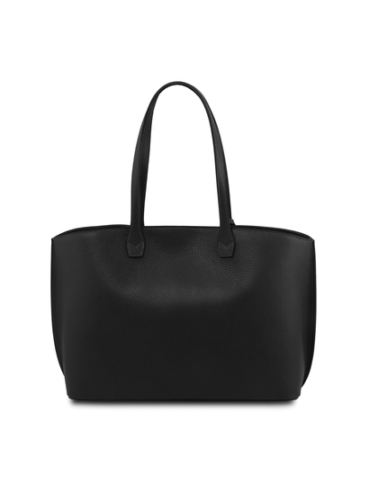 Geanta shopping dama din piele naturala neagra, Tuscany Leather, TL Bag