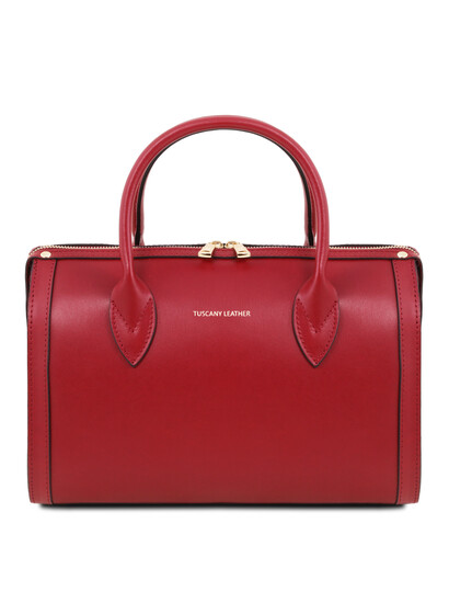Geanta dama din piele naturala rosie Tuscany Leather, Elena
