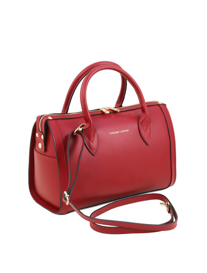 Geanta rosie dama din piele naturala Tuscany Leather, Elena
