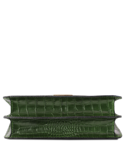 Geanta lux dama din piele printata verde inchis Tuscany Leather, Iris Croc