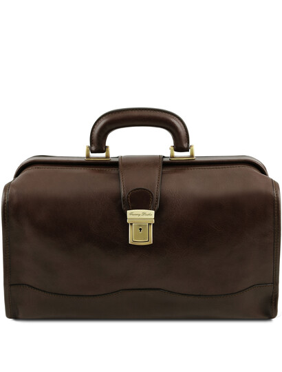 Geanta doctor din piele naturala Tuscany Leather, maro inchis, Raffaello
