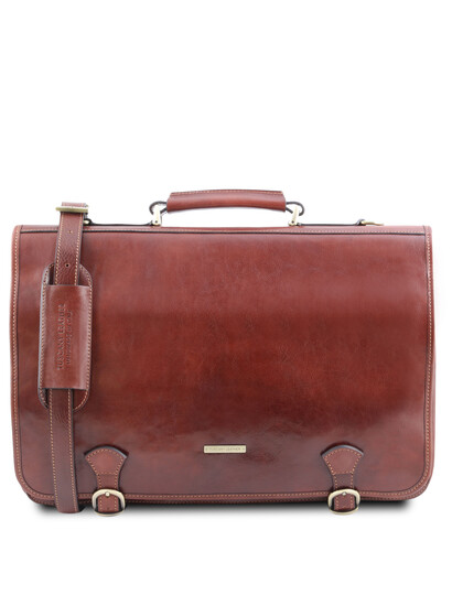 Geanta messenger barbati din piele naturala maro Tuscany Leather, Ancona