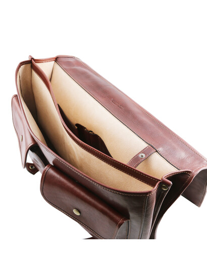 Geanta office barbati din piele naturala maro Tuscany Leather, Ancona