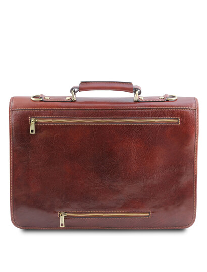 Geanta de firma barbati din piele naturala maro Tuscany Leather, Ancona
