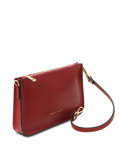 Plic rosu dama din piele naturala, Tuscany Leather, Cassandra