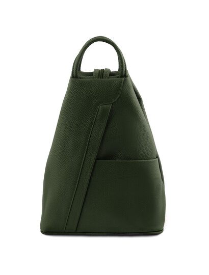 Rucsac dama din piele naturala Tuscany Leather, verde inchis, Shanghai