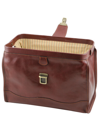 Geanta doctor lux din piele naturala Tuscany Leather, maro inchis, Raffaello
