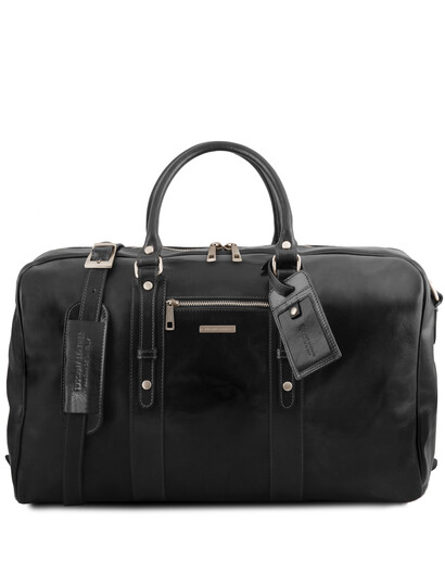 Geanta de voiaj din piele neagra, Tuscany Leather,  Voyager Travel