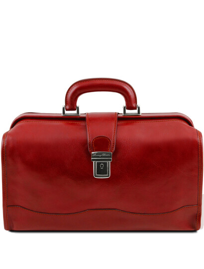 Geanta doctor din piele naturala rosie Tuscany Leather, Raffaello