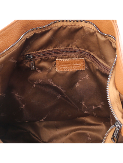 Geanta de firma dama din piele naturala coniac, Tuscany Leather, TL Bag