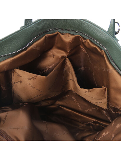 Geanta piele naturala verde inchis, Tuscany Leather, TL Bag