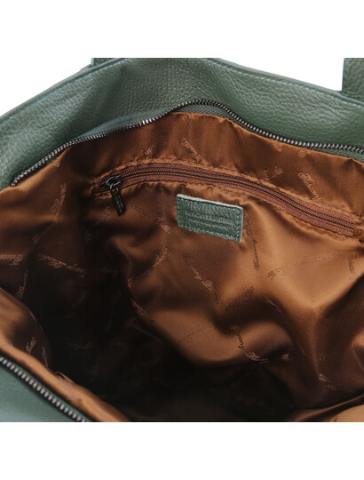 Geanta de firma dama din piele naturala verde inchis, Tuscany Leather, TL Bag