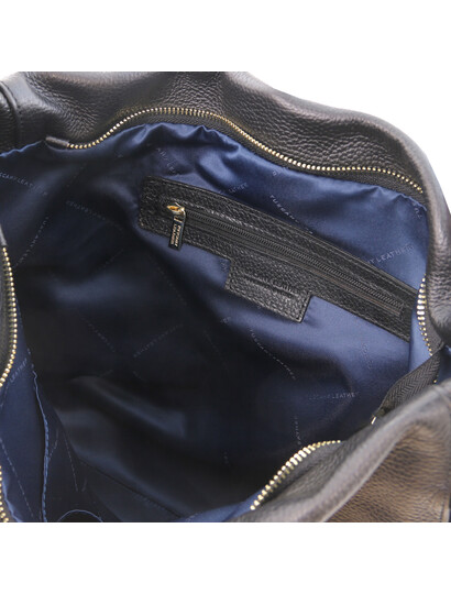 Geanta lux dama din piele naturala neagra, Tuscany Leather, TL Bag